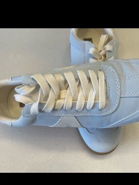 MIA Light Blue and Cream Low-Top Sneakers with Gum Sole